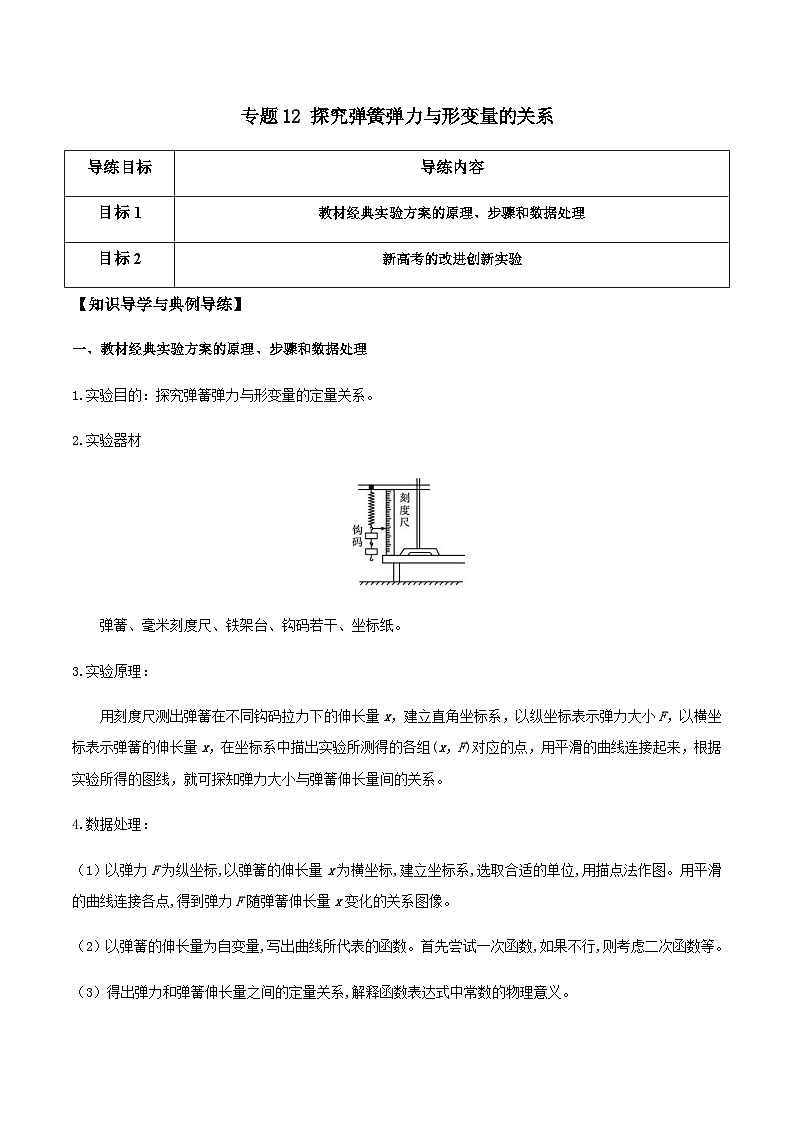 新高考物理一轮复习分层提升练习专题12 探究弹簧弹力与形变量的关系（原卷版）第1页