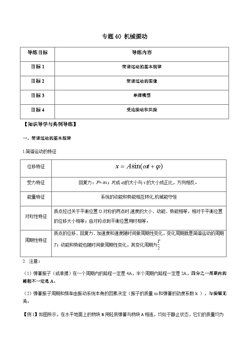 新高考物理一轮复习分层提升练习专题40 机械振动（2份打包，原卷版+解析版）01