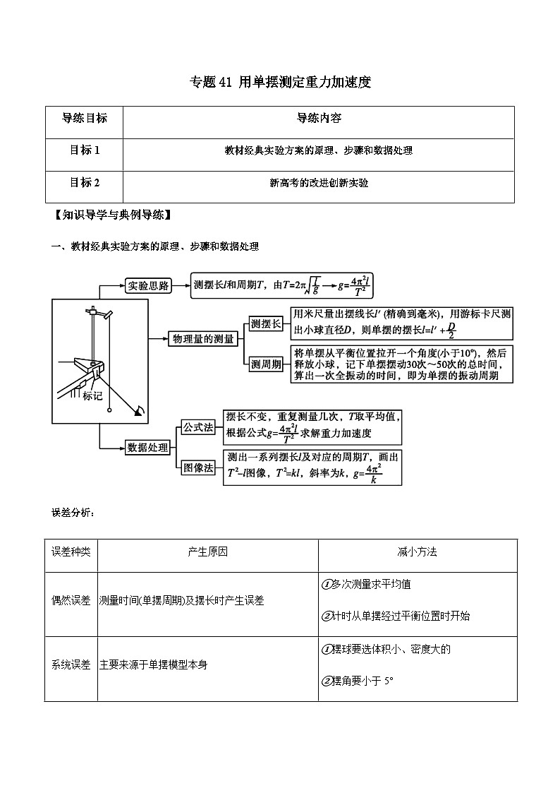 新高考物理一轮复习分层提升练习专题41 用单摆测定重力加速度（2份打包，原卷版+解析版）01