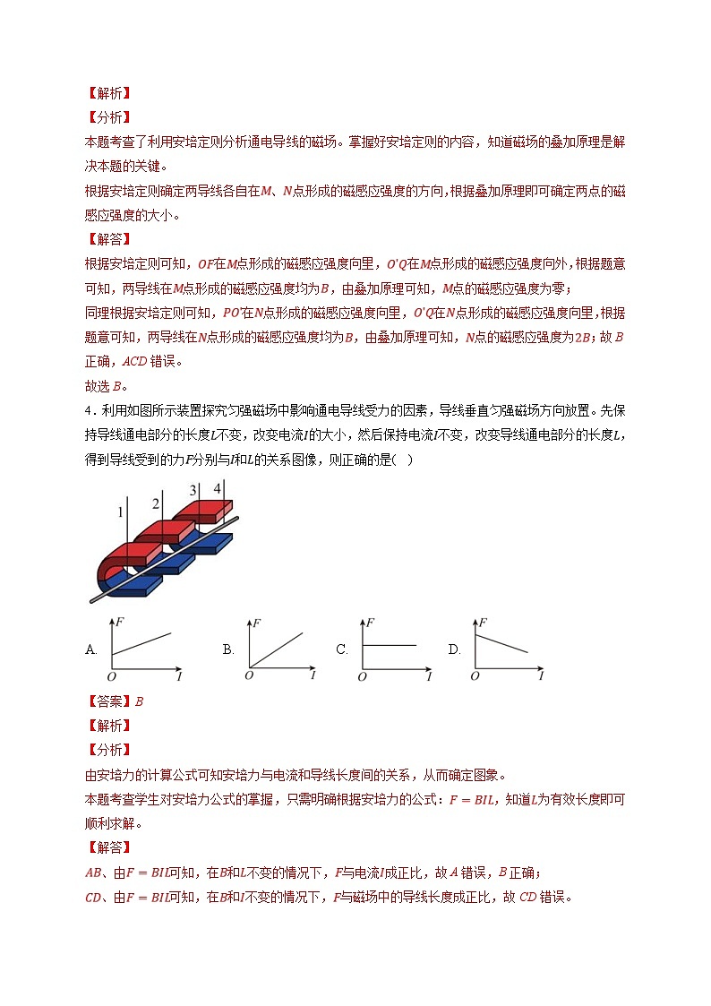 新高考物理一轮复习小题多维练习第10章磁场第01练　磁场及其对电流的作用（解析版）第3页