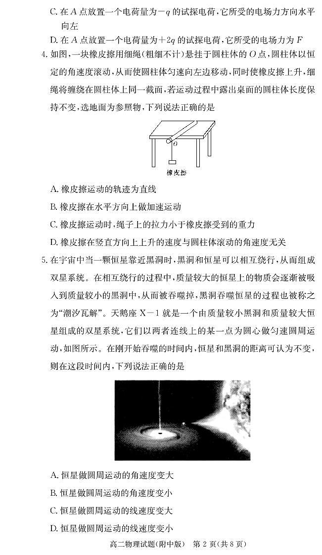 湖南师范大学附属中学2024-2025学年高二上学期入学考试物理试卷02