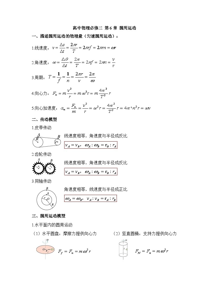 人教版（2019）高中物理必修第二册期末复习全册知识点提纲第3页