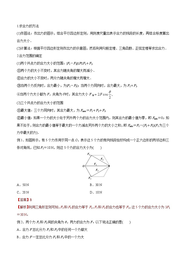 新高考物理一轮复习精讲精练第2章相互作用第2讲 力的合成与分解（2份打包，原卷版+解析版）02
