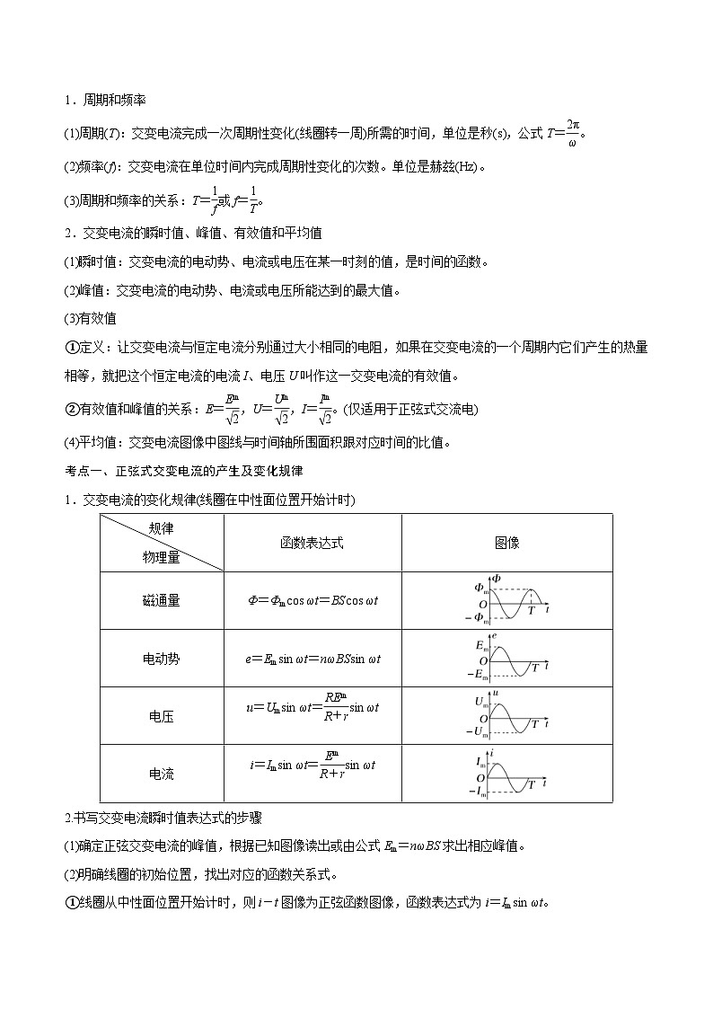 新高考物理一轮复习精讲精练第12章交变电流第1讲 交变电流的产生和描述（2份打包，原卷版+解析版）02
