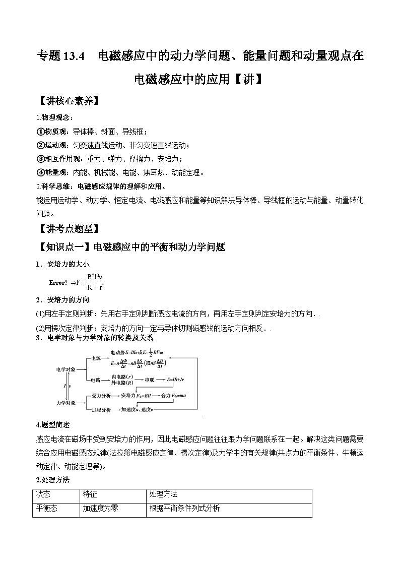 高考物理一轮复习讲义专题13.4　电磁感应中的动力学问题、能量问题和动量观点在电磁感应中的应用（2份打包，原卷版+解析版）01