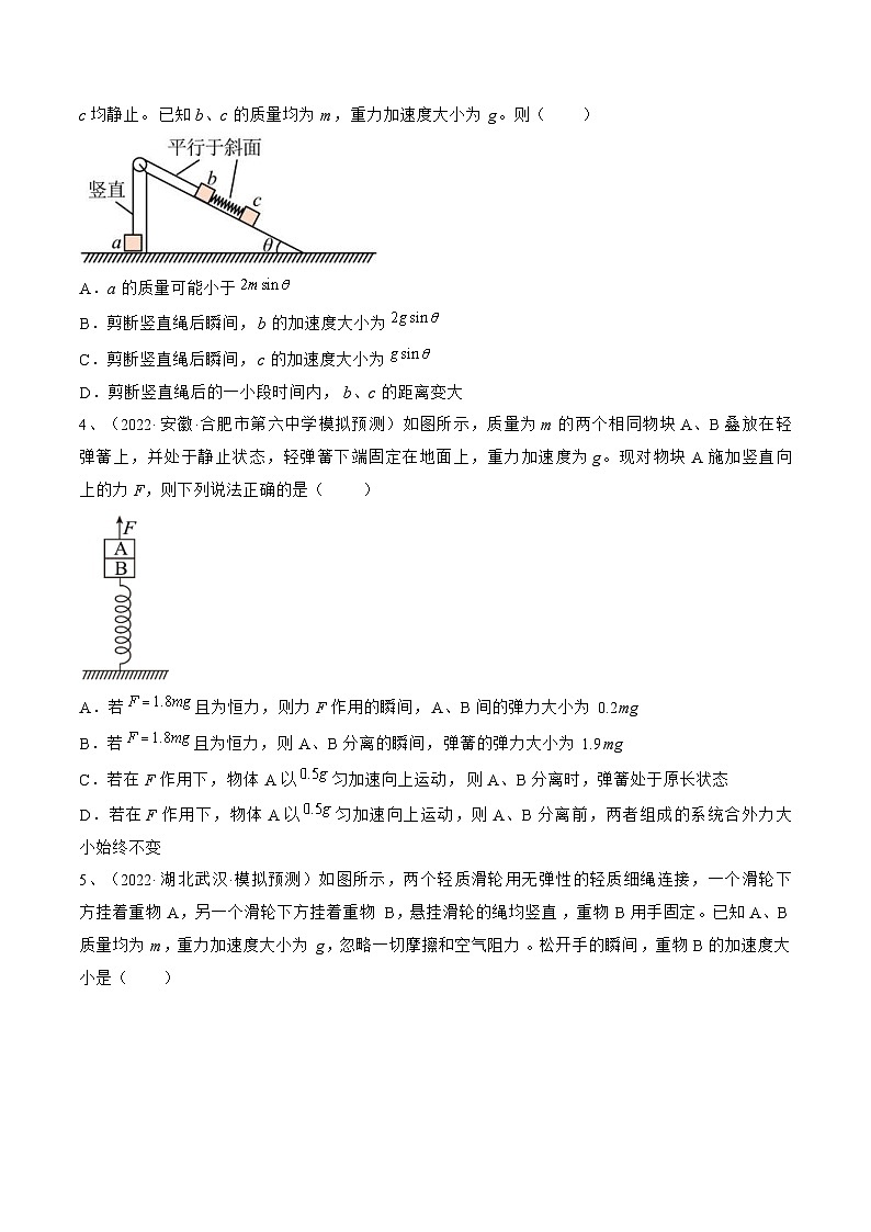 新高考物理一轮复习跟踪练习专题3.2　动力学典型模型分析（原卷版）第2页