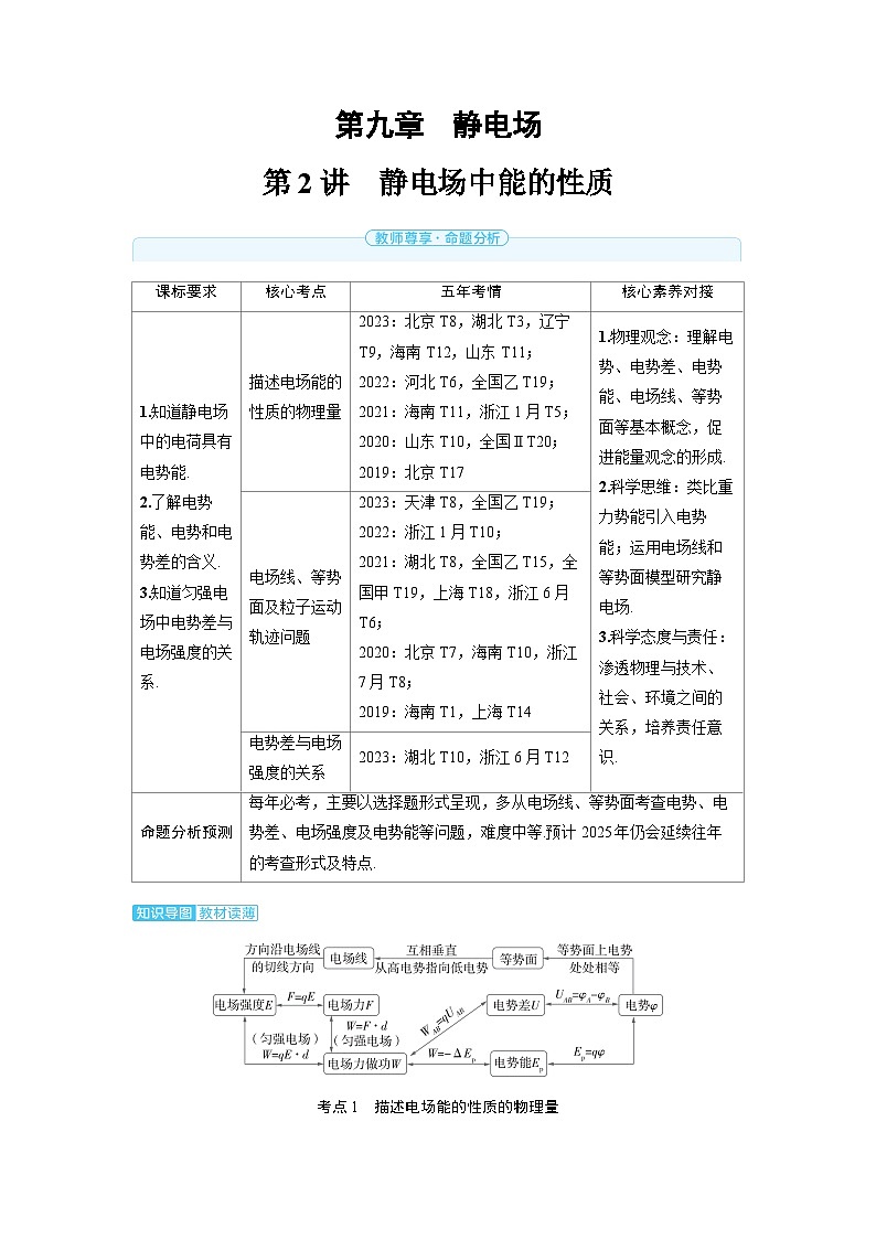 2025年高考物理精品教案第九章 静电场 第2讲 静电场中能的性质第1页