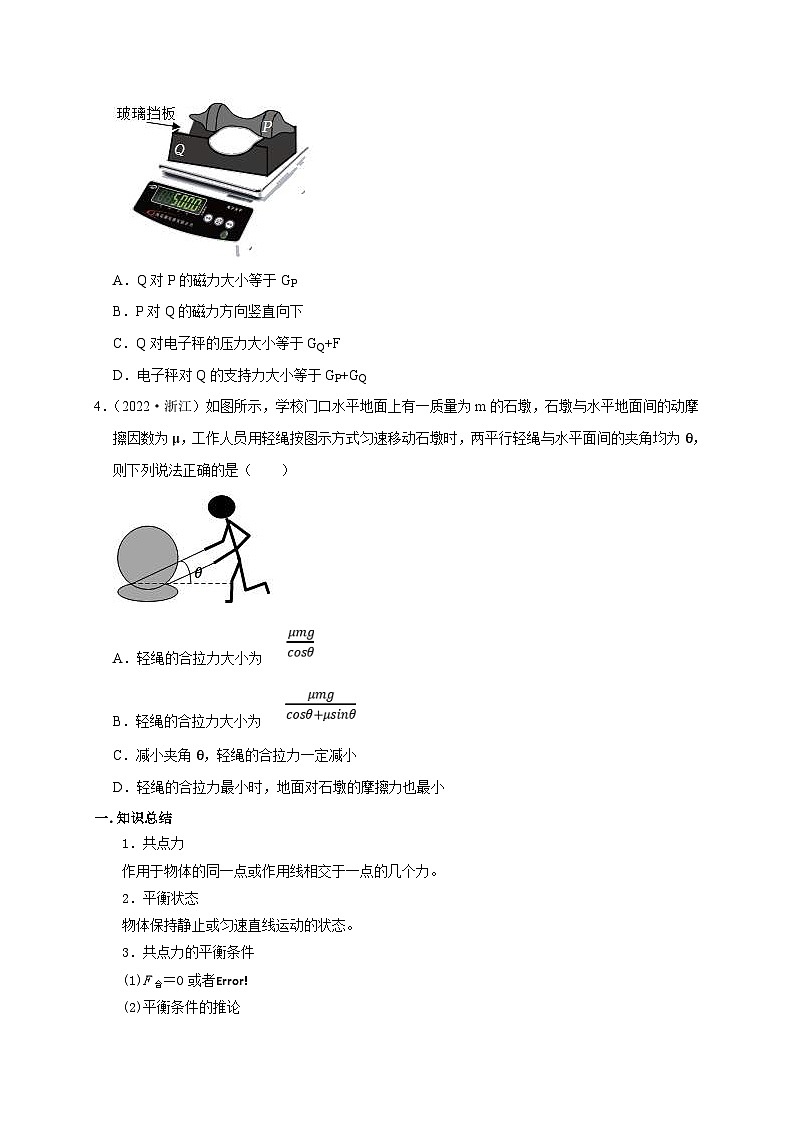 新高考物理一轮复习考点精讲精练第3讲  共点力下的动态平衡问题（原卷版）第2页