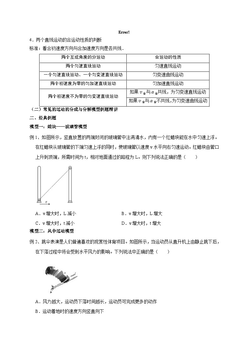 新高考物理一轮复习考点精讲精练第12讲 运用运动的合成与分解理论解决常见实际问题 （原卷版）第2页