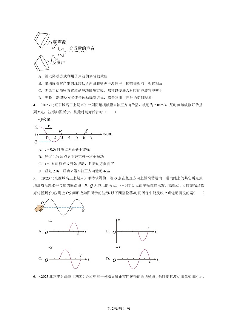 [物理]2022～2024北京重点校高三上学期期末真题分类汇编：机械波章节综合第2页