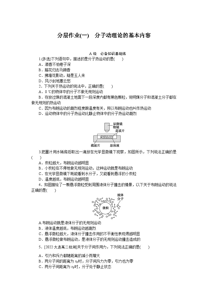2024—2025高中物理选择性必修3一轮复习分层作业(一)01