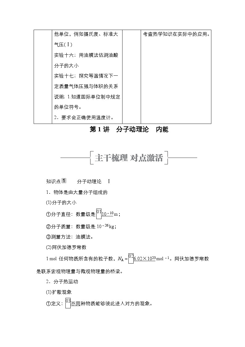 新高考物理一轮复习教案第14章第1讲分子动理论内能（含解析）02