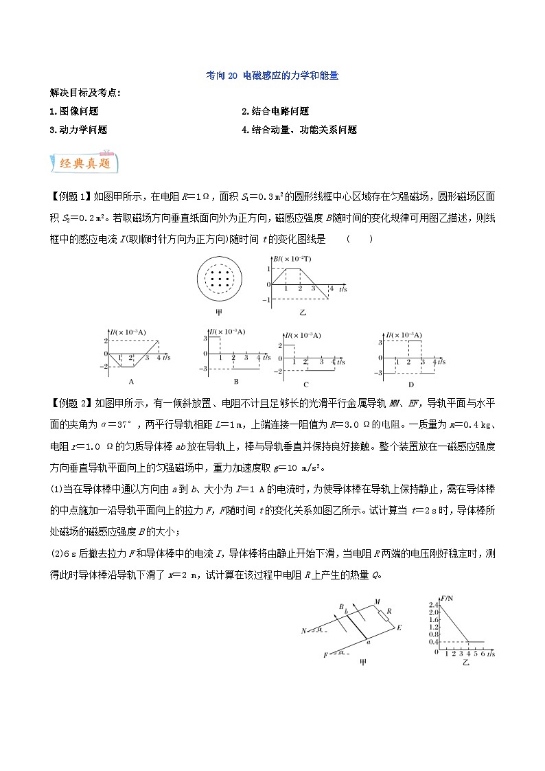新高考物理一轮复习考点练习考向21 电磁感应的力学和能量（含解析）第1页
