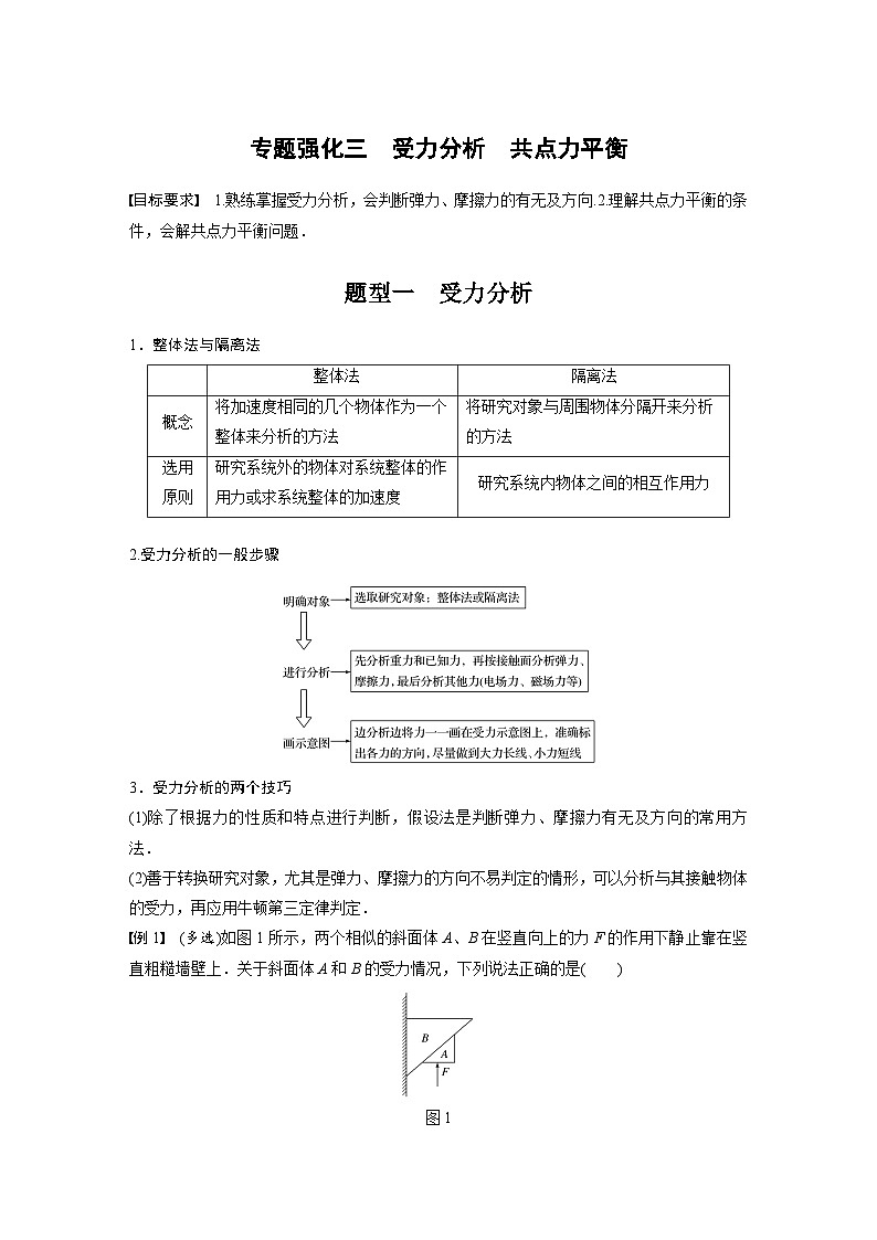 新高考物理一轮复习讲义 第2章 专题强化3 受力分析 共点力平衡第1页