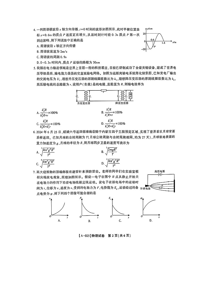 [物理][一模]安徽省皖江名校联盟2024-2025学年高三上学期第一次联考试题02