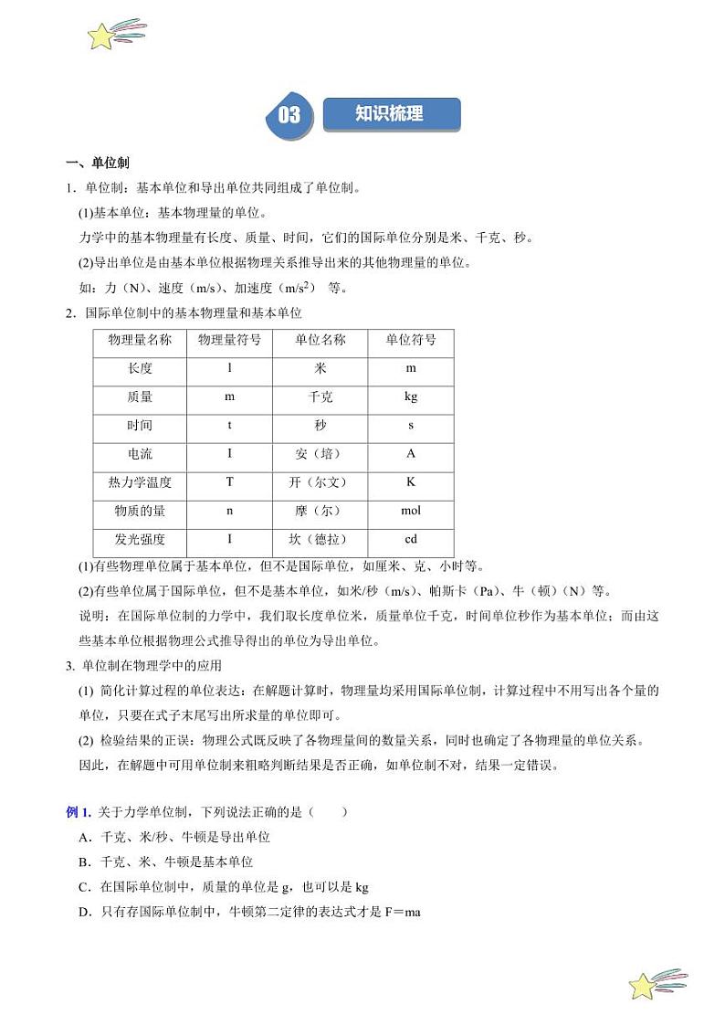 第4.3节 力学单位制（学生版） 2024-2025学年高一物理同步学与练（沪科版2020上海必修第一册）第2页