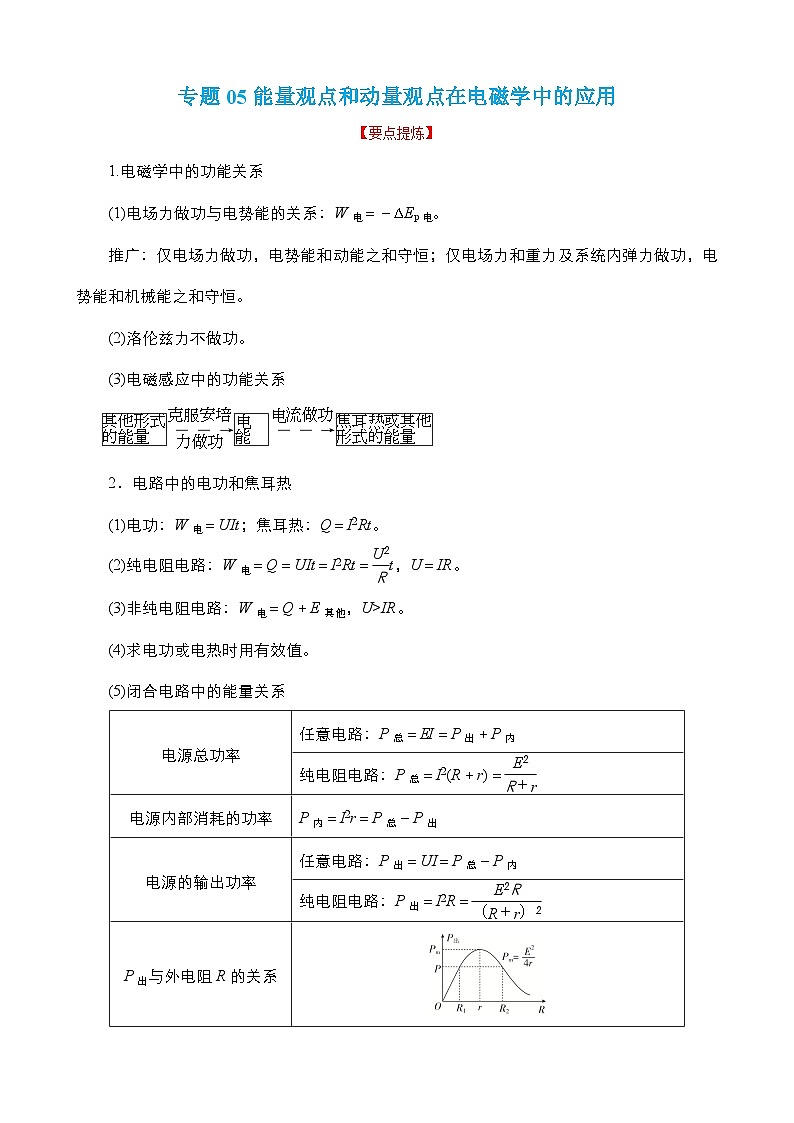 高考物理二轮复习讲义（讲与练）专题05  能量观点和动量观点在电磁学中的应用 【讲】（2份打包，原卷版+解析版）01