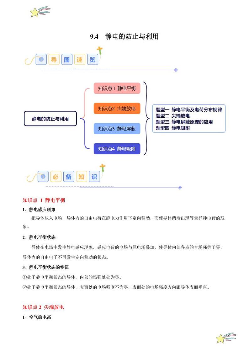 9.4 静电的防止与利用（4大题型）-2024-2025学年高二物理同步题型分类讲与练（人教版2019必修第三册）（含答案）01