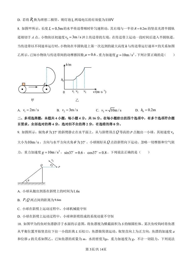 精品解析：山东省青岛市2024-2025学年高三上学期期初调研检测物理试题（原卷版）第3页