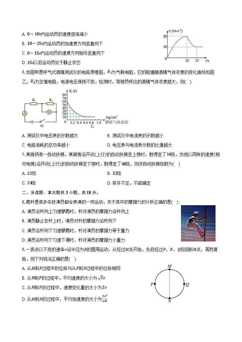 2024-2025学年湖北省孝感市第一高级中学高一（上）分班考试物理试卷（含解析）第2页
