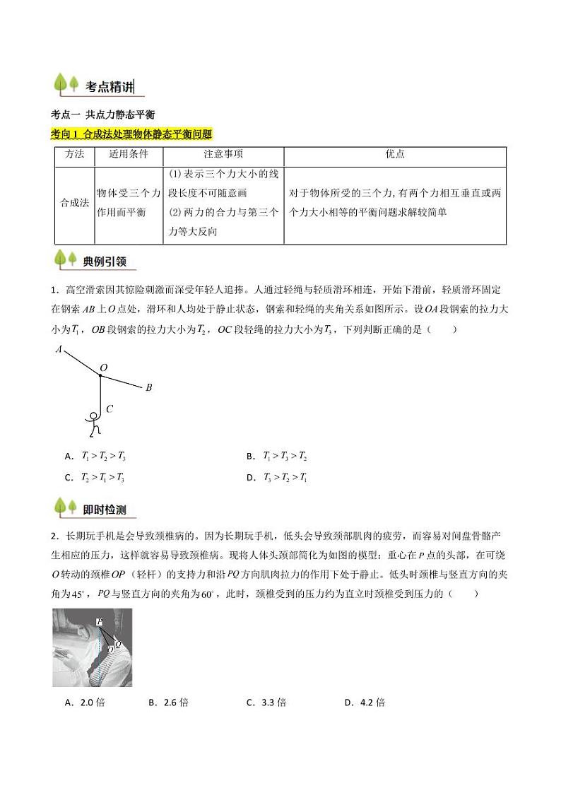 考点08 共点力平衡（核心考点精讲精练）（学生版） 备战2025年高考物理一轮复习考点帮（新高考通用）第2页