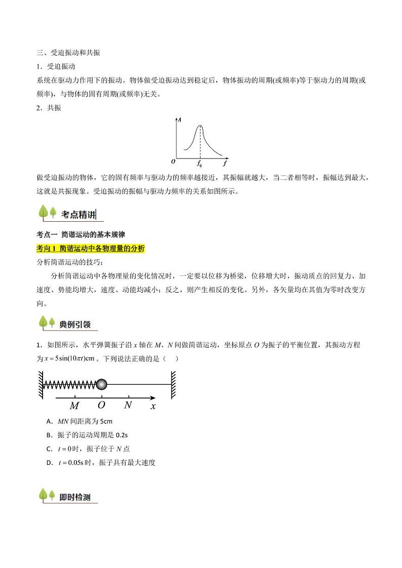 考点29 机械振动（核心考点精讲精练）（学生版） 备战2025年高考物理一轮复习考点帮（新高考通用）第3页