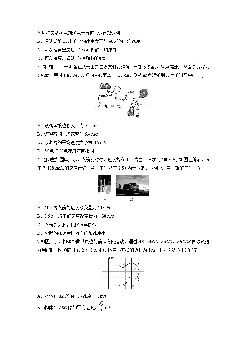 2025届高考物理一轮复习卷：运动的描述第2页