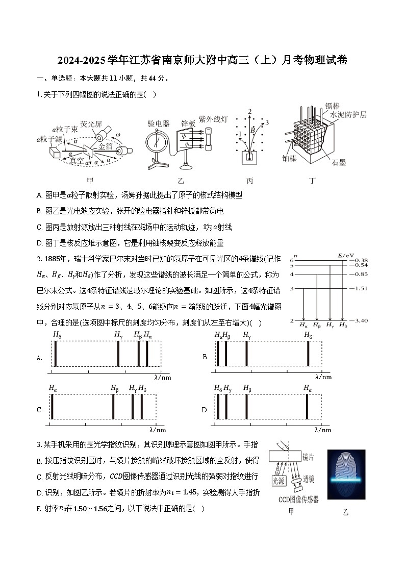 2024-2025学年江苏省南京师大附中高三（上）月考物理试卷（含答案）01