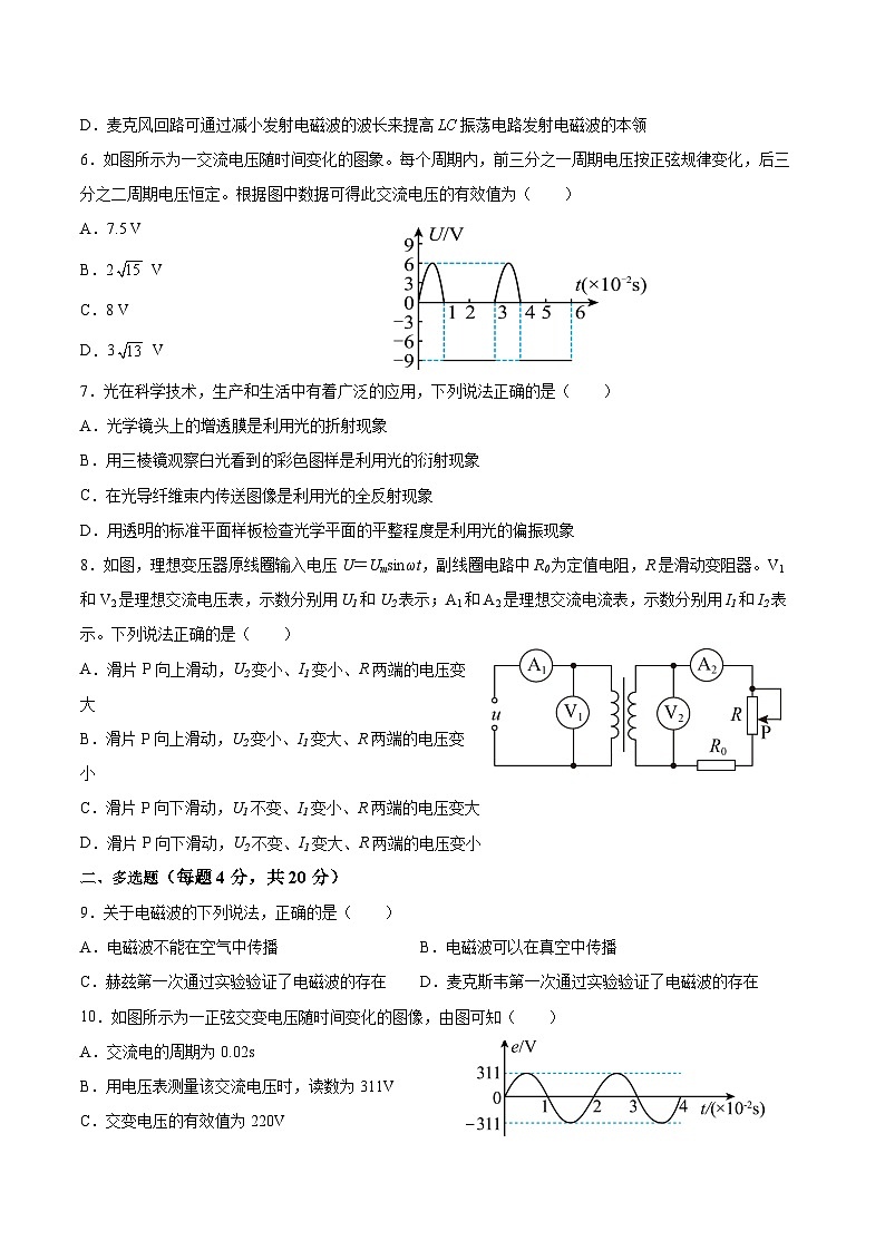海南省华中师大一附中屯昌思源实验中学2024-2025学年高二下学期期中考试物理试题02