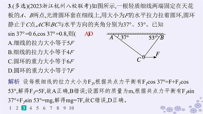 2025届高考物理一轮总复习第2单元相互作用素养练4常见组合体的受力分析在力学中的应用科学思维课件06