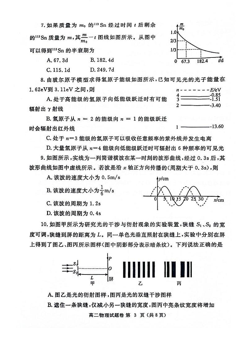 河南省郑州市2023-2024学年高二下学期期末考试+物理第3页