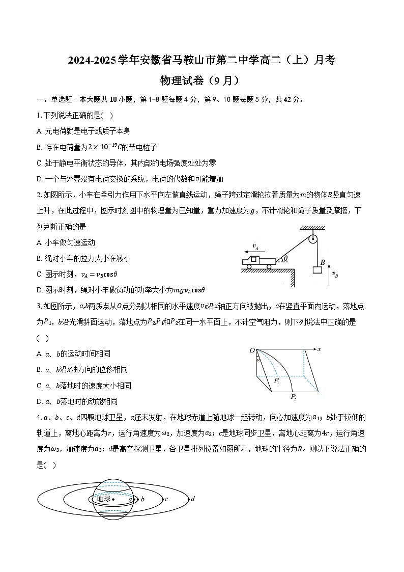 2024-2025学年安徽省马鞍山市第二中学高二（上）月考物理试卷（9月）（含答案）01