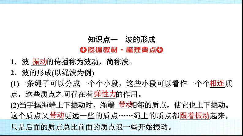 人教版高中物理选择性必修第一册第三章1波的形成课件+学案03