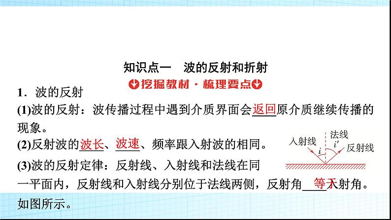 人教版高中物理选择性必修第一册第三章3波的反射、折射和衍射课件+学案03