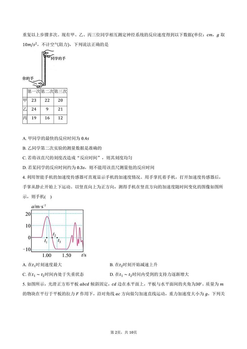 [物理]2024～2025学年江西省南丰县第一中学高三(上)一轮复习联考月考试卷(一)(有答案)第2页