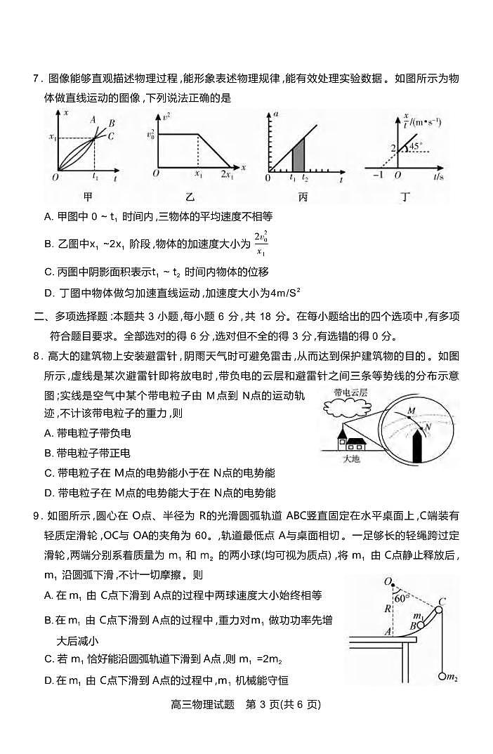 物理丨山西省运城市2025届高三9月摸底调研测试物理试卷及答案第3页