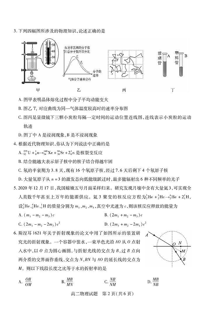 运城市2023—2024学年第二学期高二年级期末调研测试+物理试卷第2页