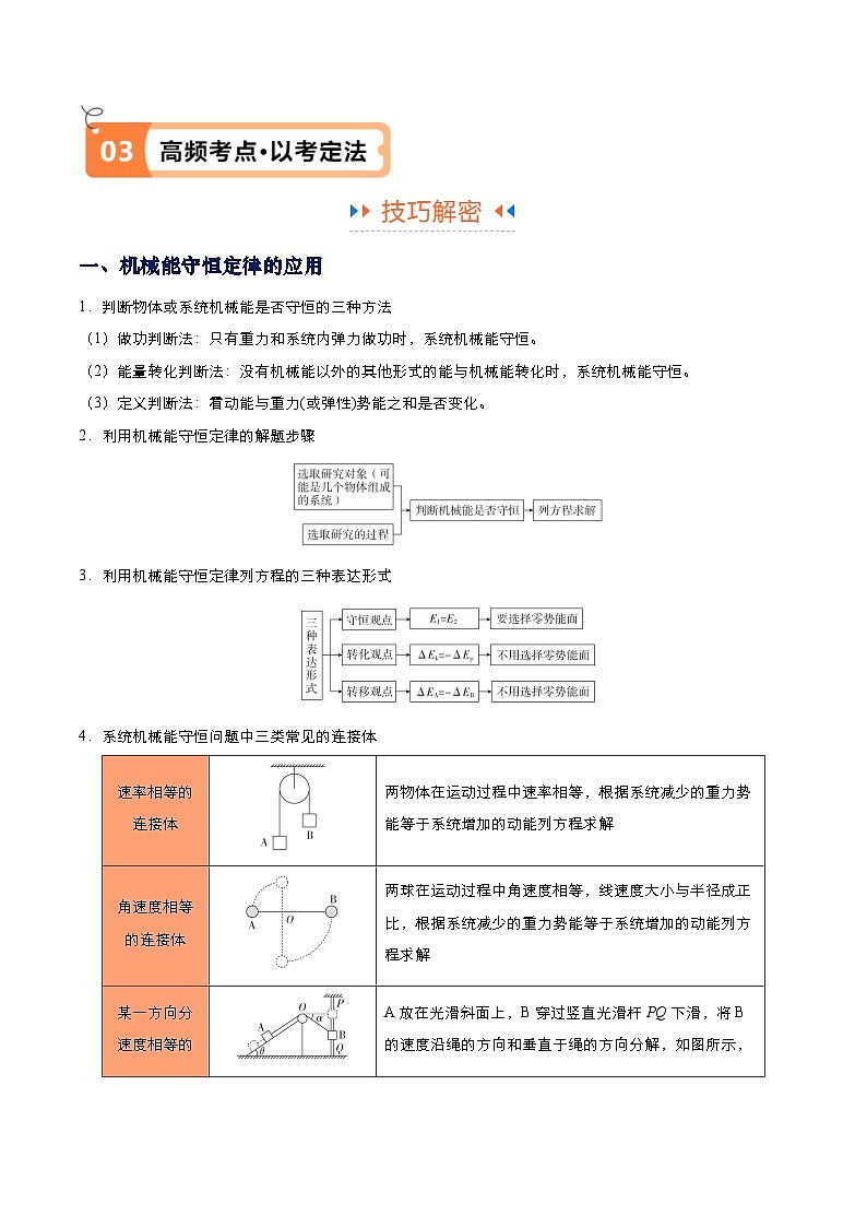 专题06  机械能守恒定律　功能关系和能量守恒定律（讲义）-【高频考点解密】2024年高考物理二轮复习高频考点追踪与预测（江苏专用）02