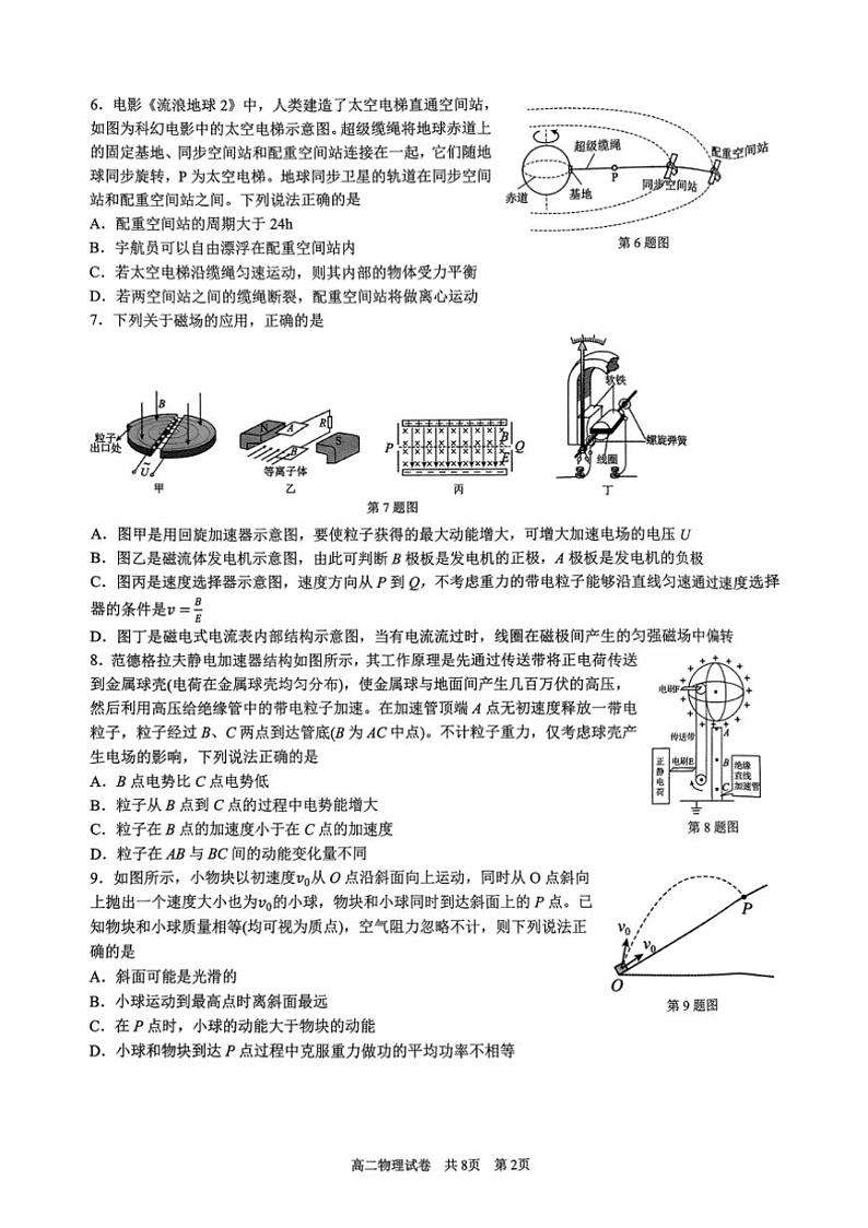 [物理]浙江省杭州市周边重点中学四校2024～2025学年高二上学期10月联考试题(无答案)02