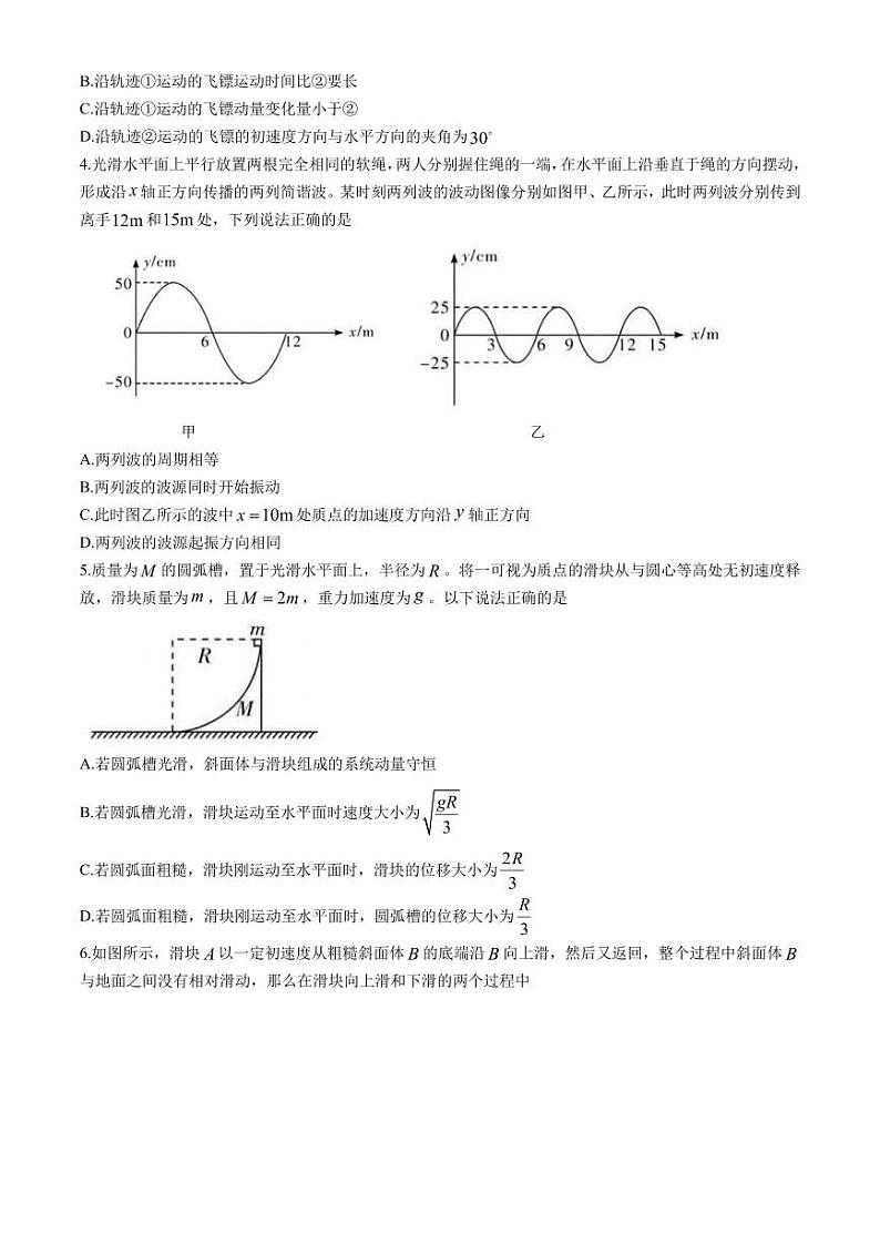 湖南师大附中2025届高三上学期第二次月考物理试卷+答案第2页