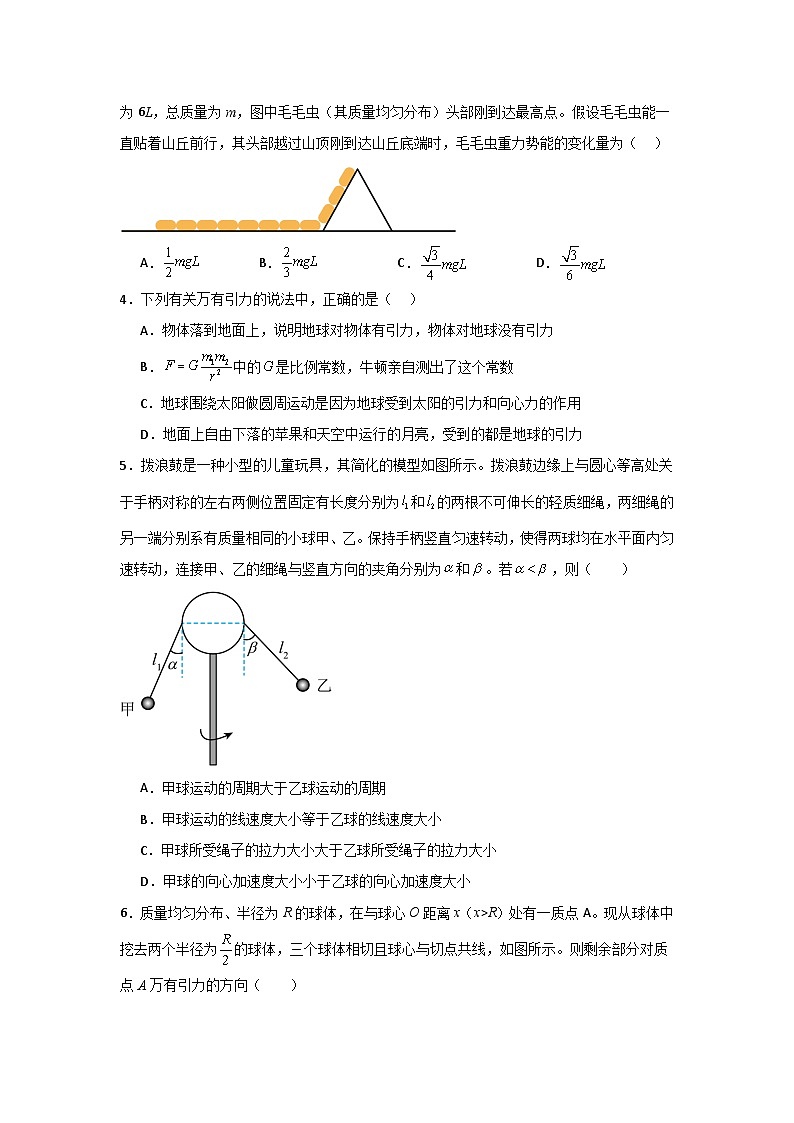 高一物理下学期--期末考试模拟测试02（原卷版）第2页
