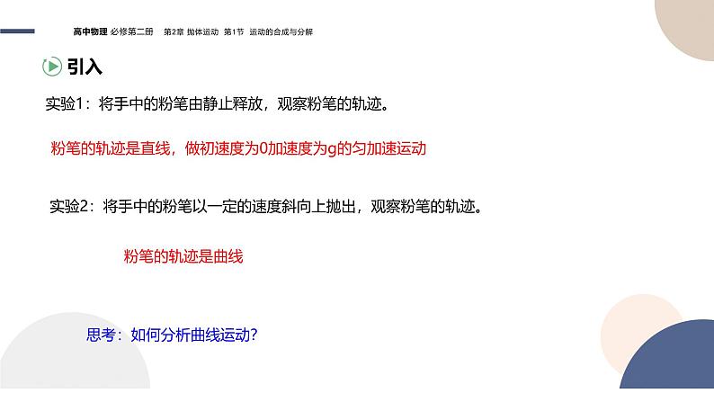 2024-2025学年高一物理必修第二册（鲁科版）教学课件 2.1 运动的合成与分解03