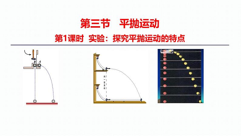 2024-2025学年高一物理必修第二册（粤教版）教学课件 第一章抛体运动 第三节平抛运动 第1课时 实验：探究平抛运动的特点第1页