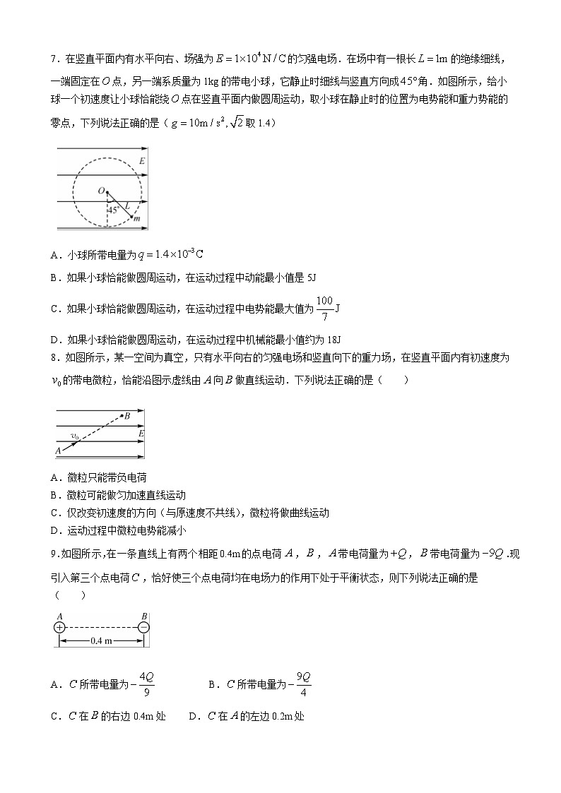 吉林省白城市通榆县毓才高级中学2024-2025学年高二上学期第一次月考物理试卷第3页