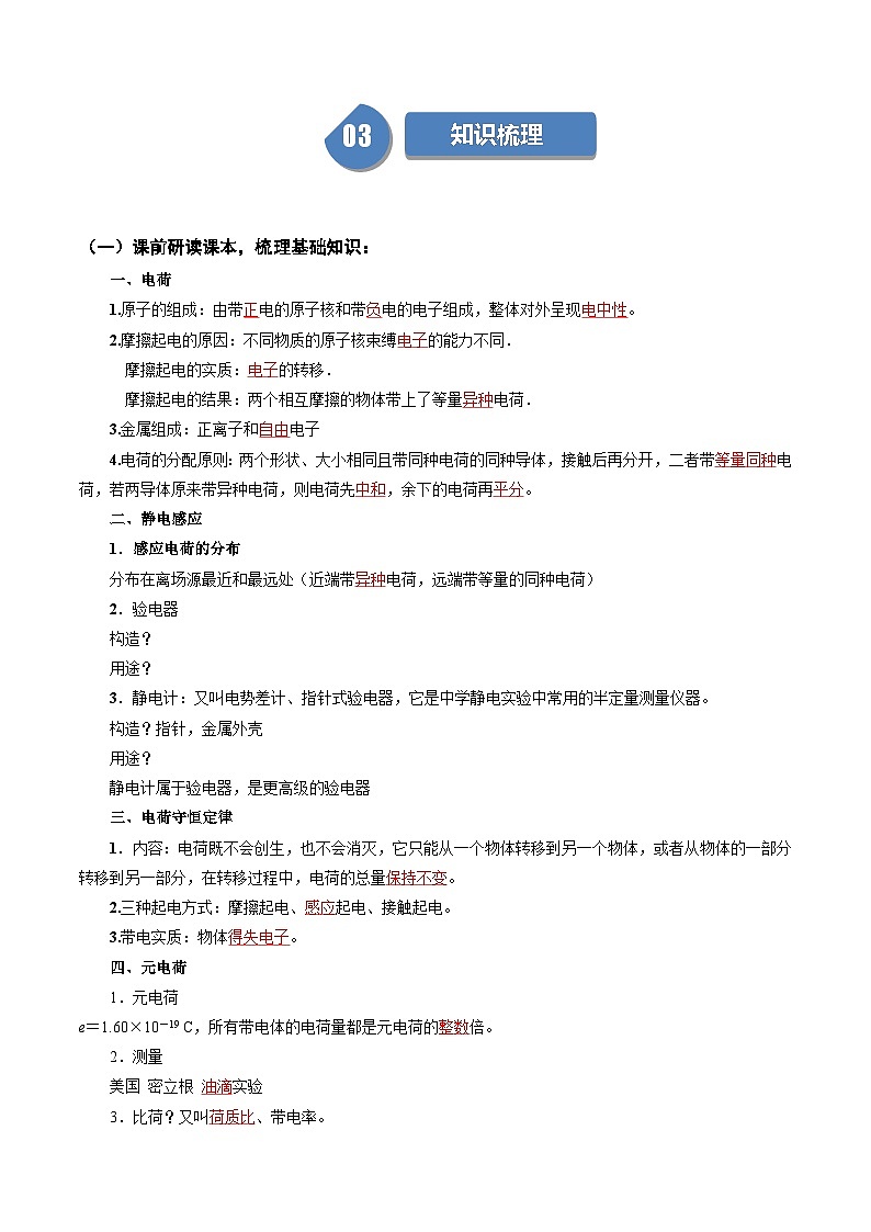 9.1 电荷 【练习】2024-2025学年高二物理 同步练（ 人教版2019必修第三册）（解析版）第2页