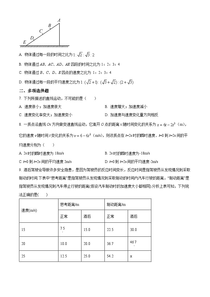 湖南省长沙市麓山国际实验学校2024-2025学年高一上学期第一次月考物理试卷 Word版无答案第2页