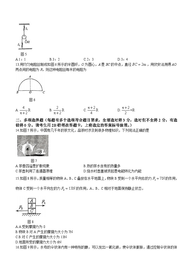 广西南宁市第二中学2023-2024学年高一上学期入学考试物理试题(无答案)第3页
