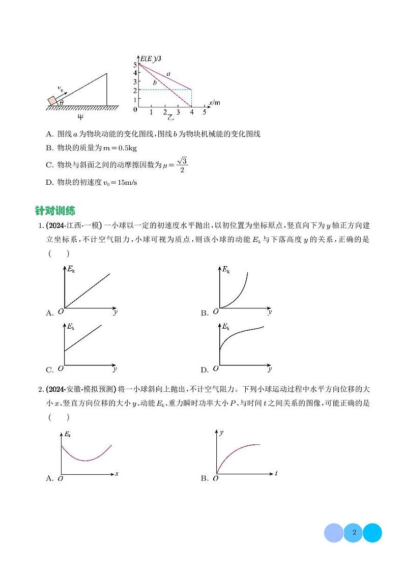 机械能相关图像类问题学案--高考物理热点模型专题02