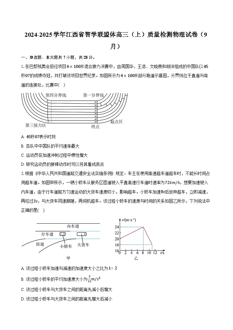 2024-2025学年江西省智学联盟体高三（上）质量检测物理试卷（9月）（含解析）第1页