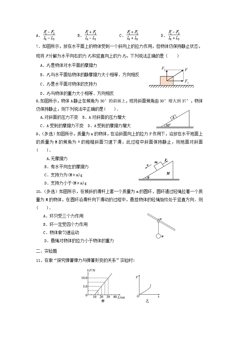 2024-2025学年高一物理人教（2019）版必修一：第三章、相互作用测试卷（1）第2页